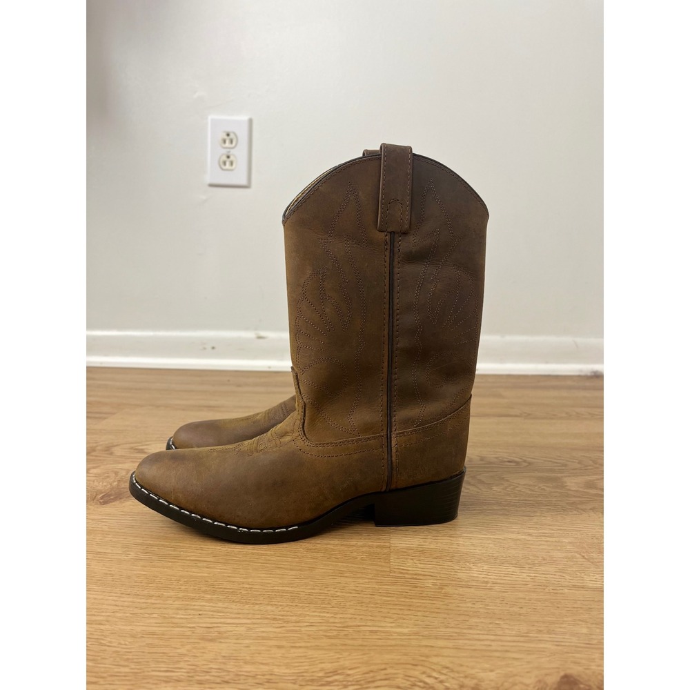 Brown Real Leather Western Cowboy Boots Kids Size 3.5 RB2000Y Masterson Boot Co